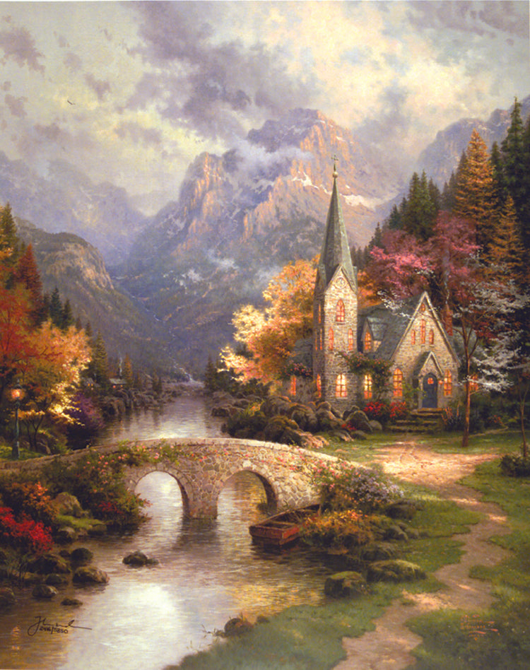 Thomas Kinkade - Mountain Chapel (Small) (1998)