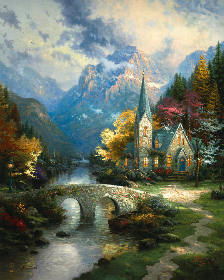Thomas Kinkade - Mountain Chapel (Large) (1998)